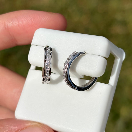 Sterling Silver Moissanite Huggies