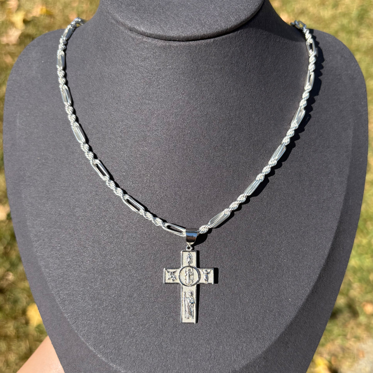 Silver Cross with St Michael, St Benedict, Virgin Mary and St Jude