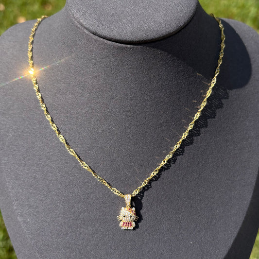 14k Gold Kitty Pendant