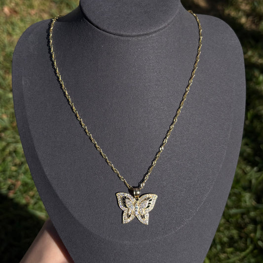 14k Gold Butterfly Pendant