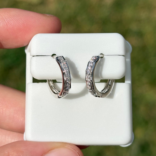 Sterling Silver Moissanite Huggies