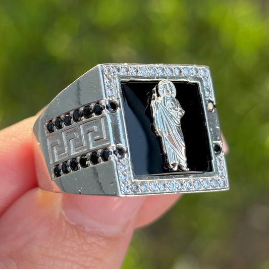 Greek Onyx St Jude Ring