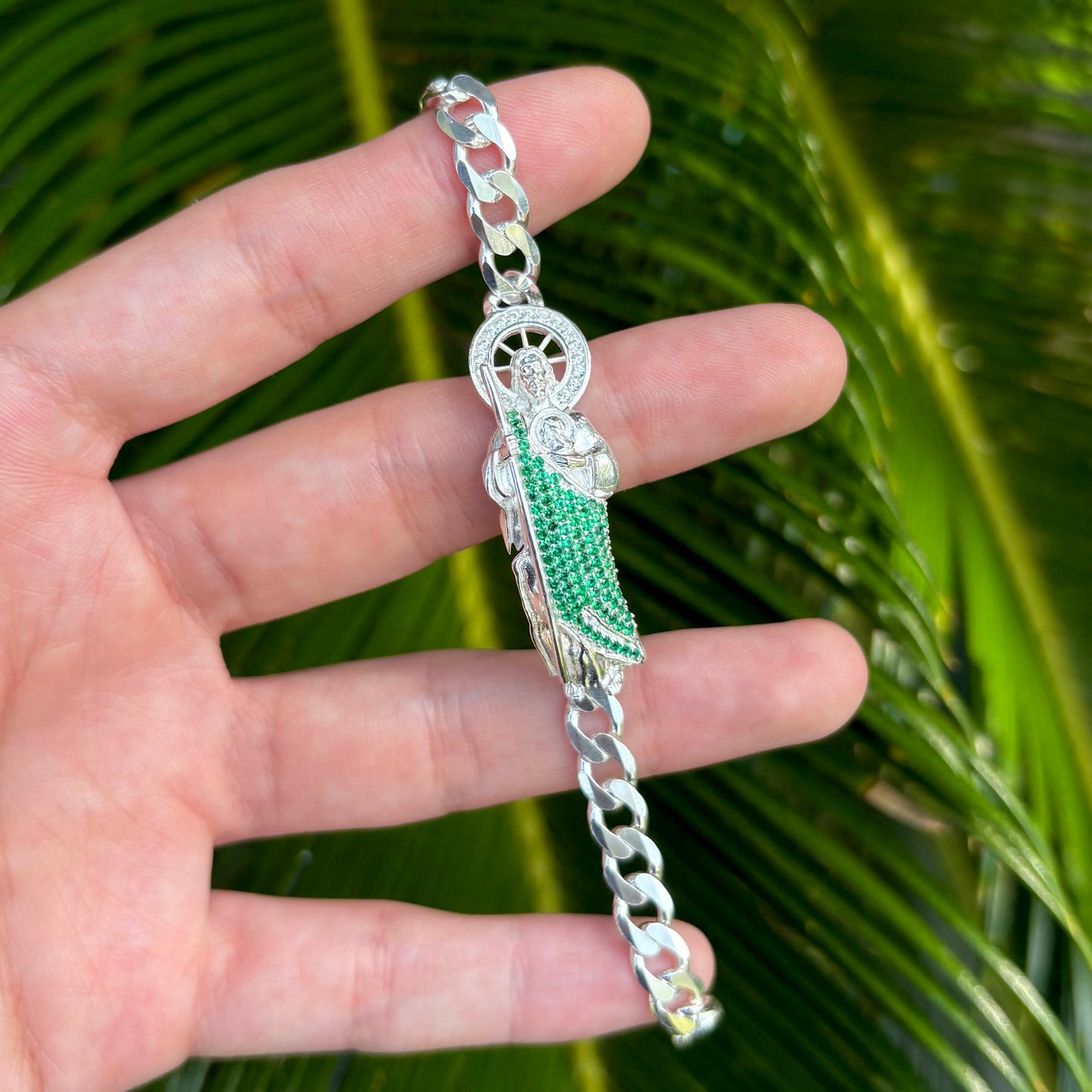 St Jude Silver Cuban Bracelet