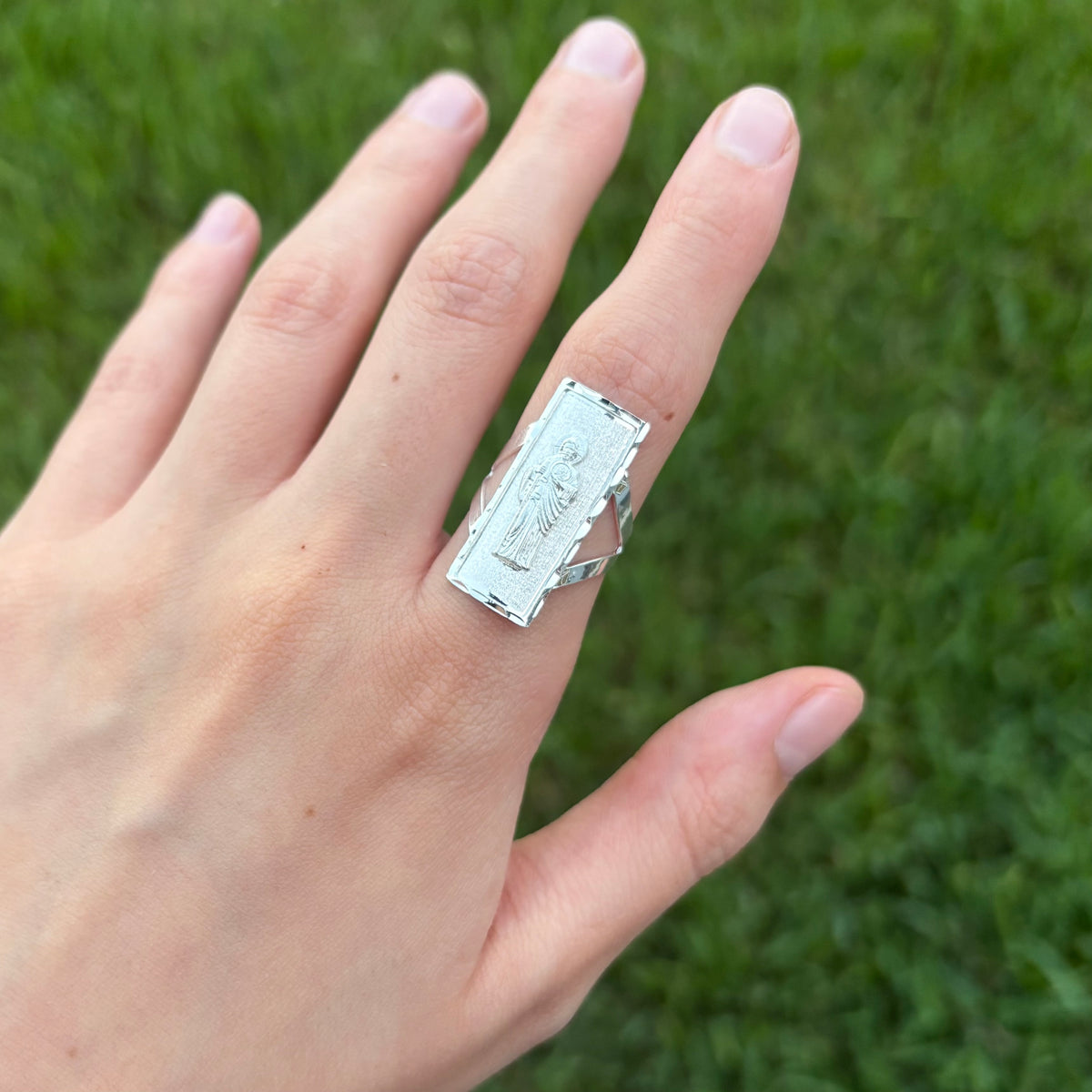 St Jude Silver Rectangle Ring