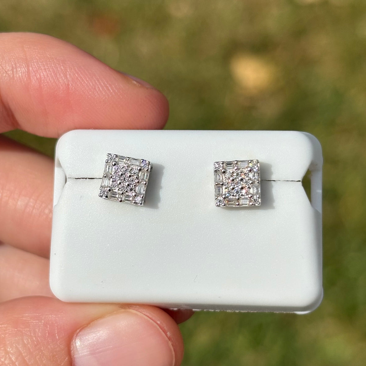 Sterling Silver Square Moissanite Earrings