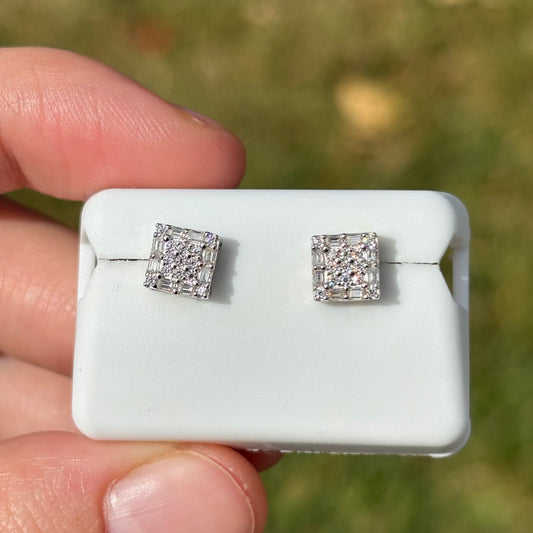 Sterling Silver Square Moissanite Earrings