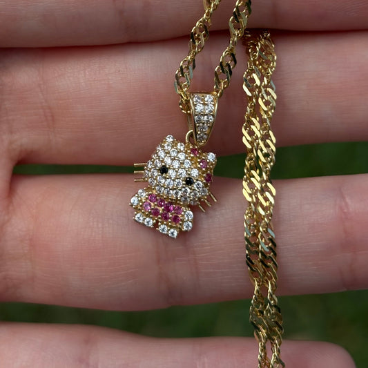14k Gold Kitty Pendant