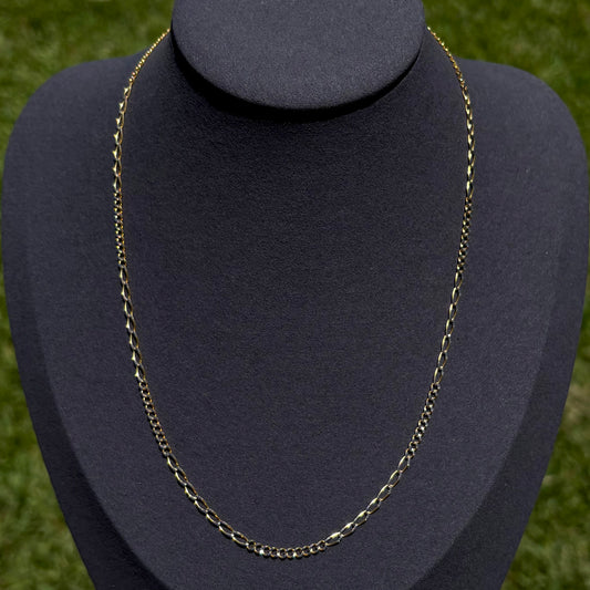 3mm Hybrid Cuban Figaro 14k Gold Chain