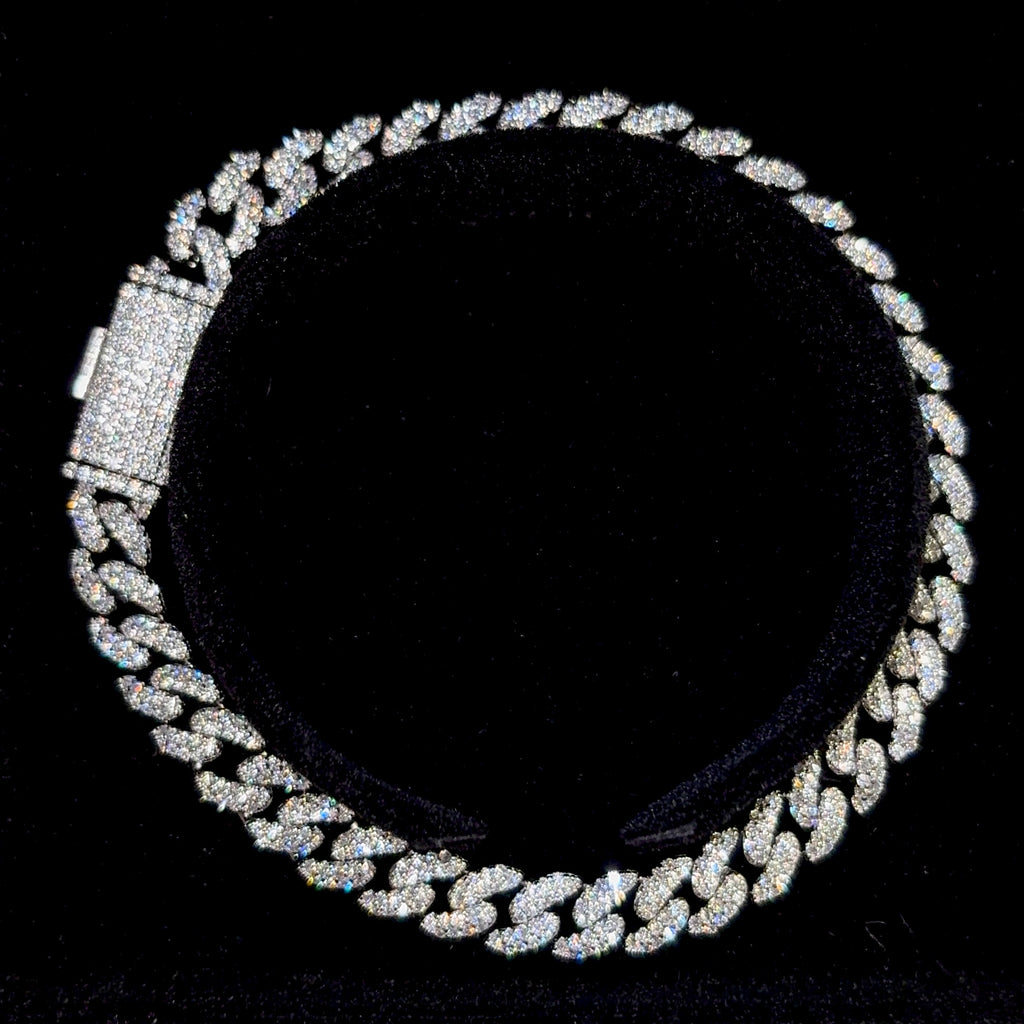 6.6mm Sterling Silver Moissanite Curb Bracelet