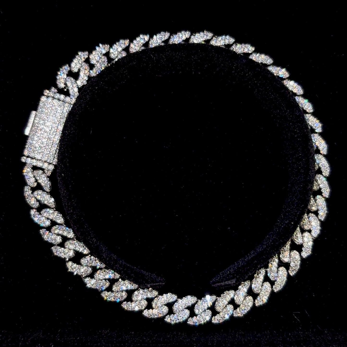 6.6mm Sterling Silver Moissanite Curb Bracelet