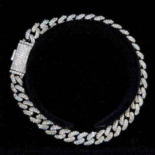 6.6mm Sterling Silver Moissanite Curb Bracelet
