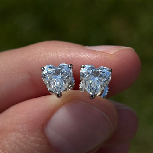 Sterling Silver Moissanite Heart Earrings
