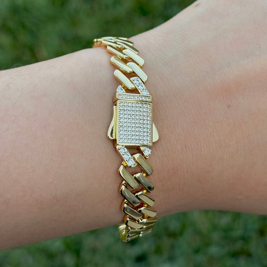 10mm Gold Plated Cuban Link Bracelet