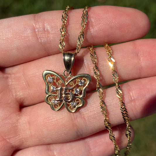 14k Gold Butterfly 15 Pendant