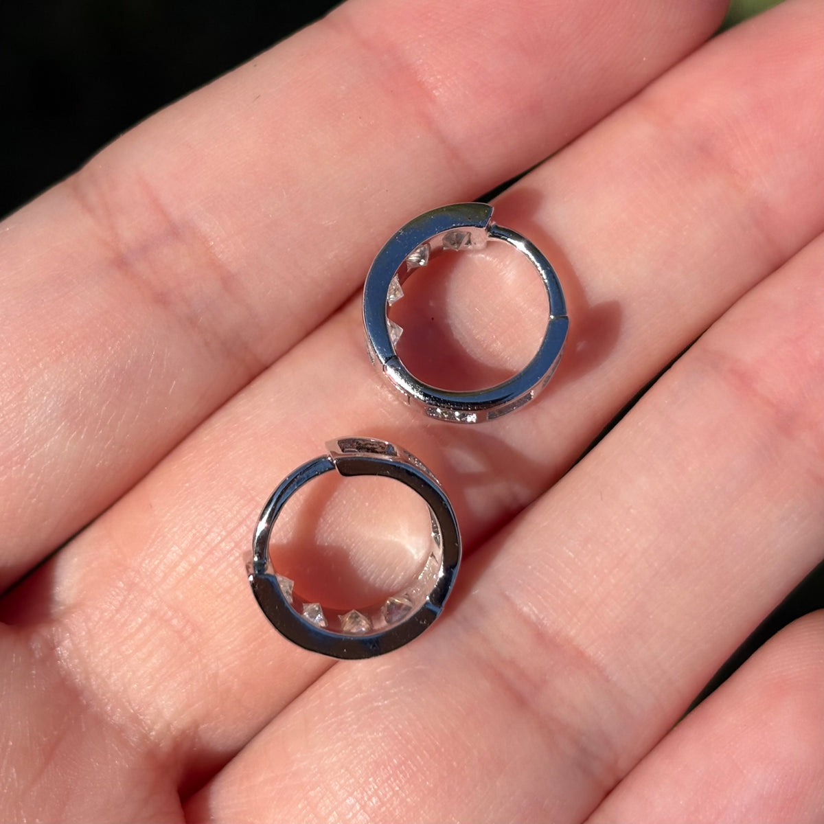 Sterling Silver Moissanite Huggies