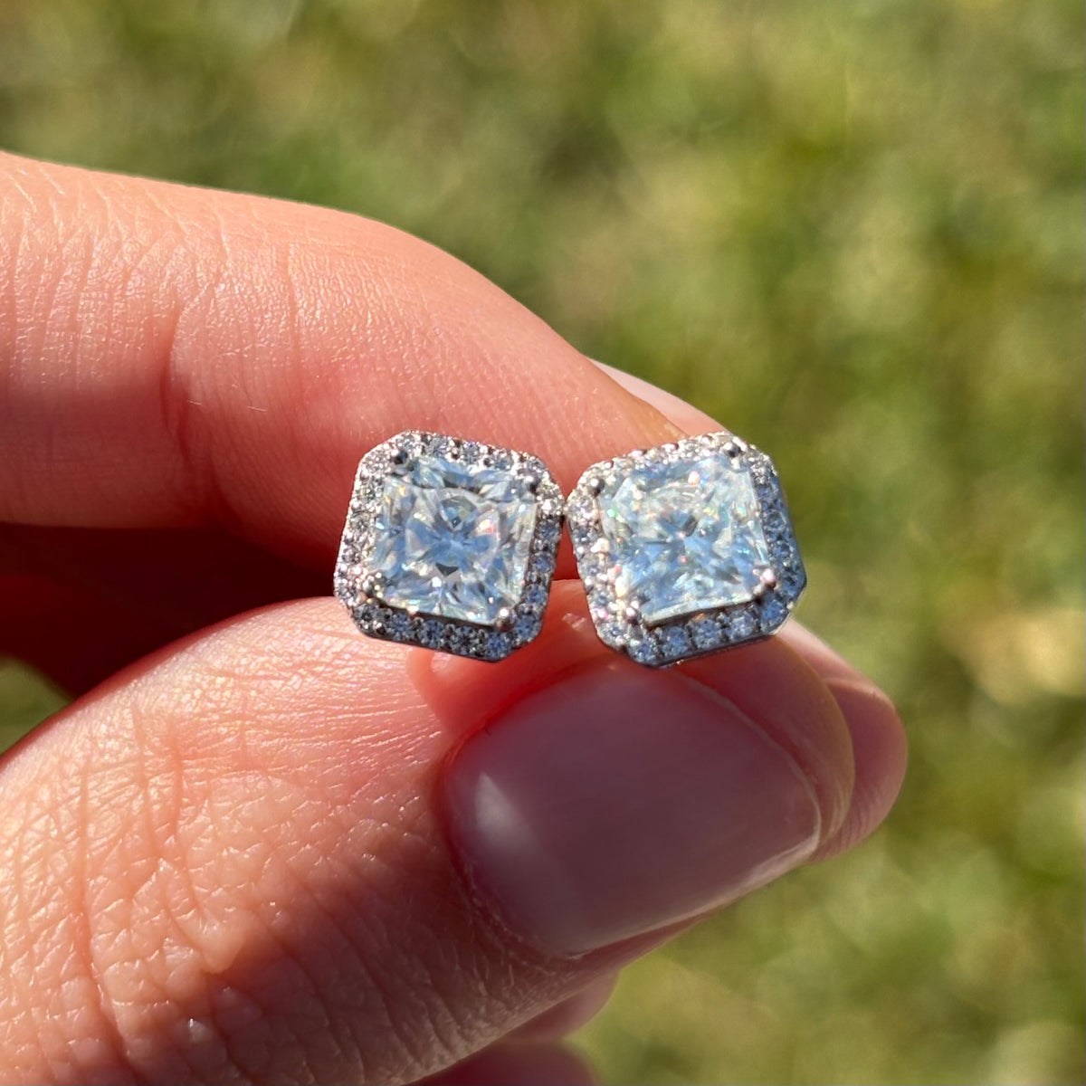 Sterling Silver Square Moissanite Earrings