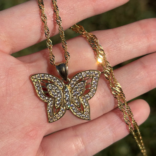 14k Gold Butterfly Pendant