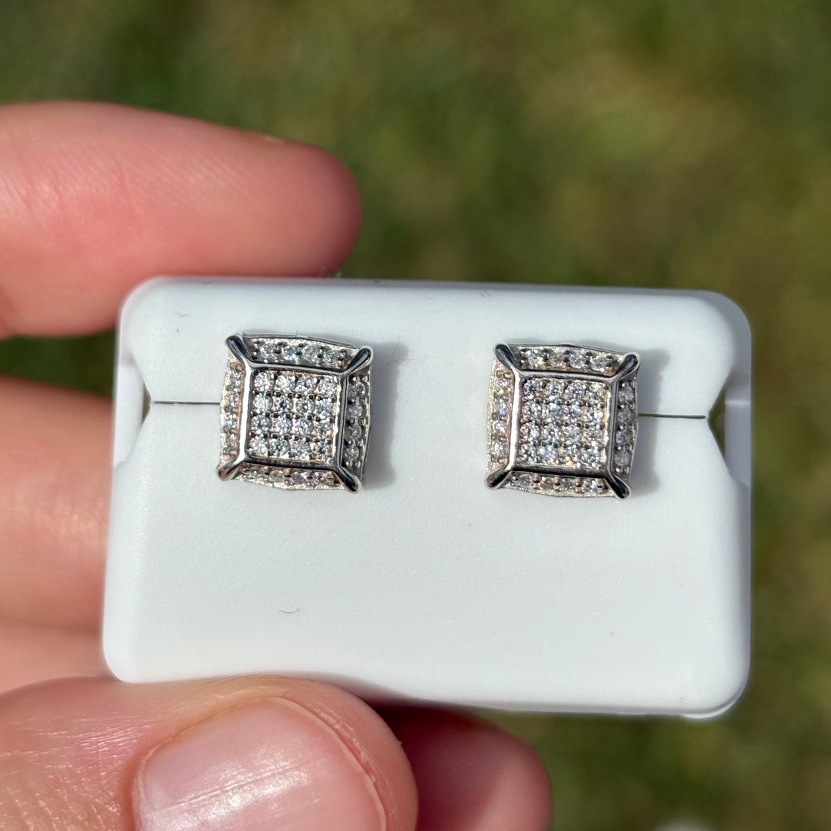 Sterling Silver Square Moissanite Earrings