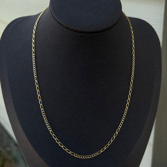 3mm Hybrid Cuban Figaro 14k Gold Chain