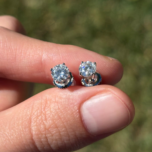 Sterling Silver Round Moissanite Earrings