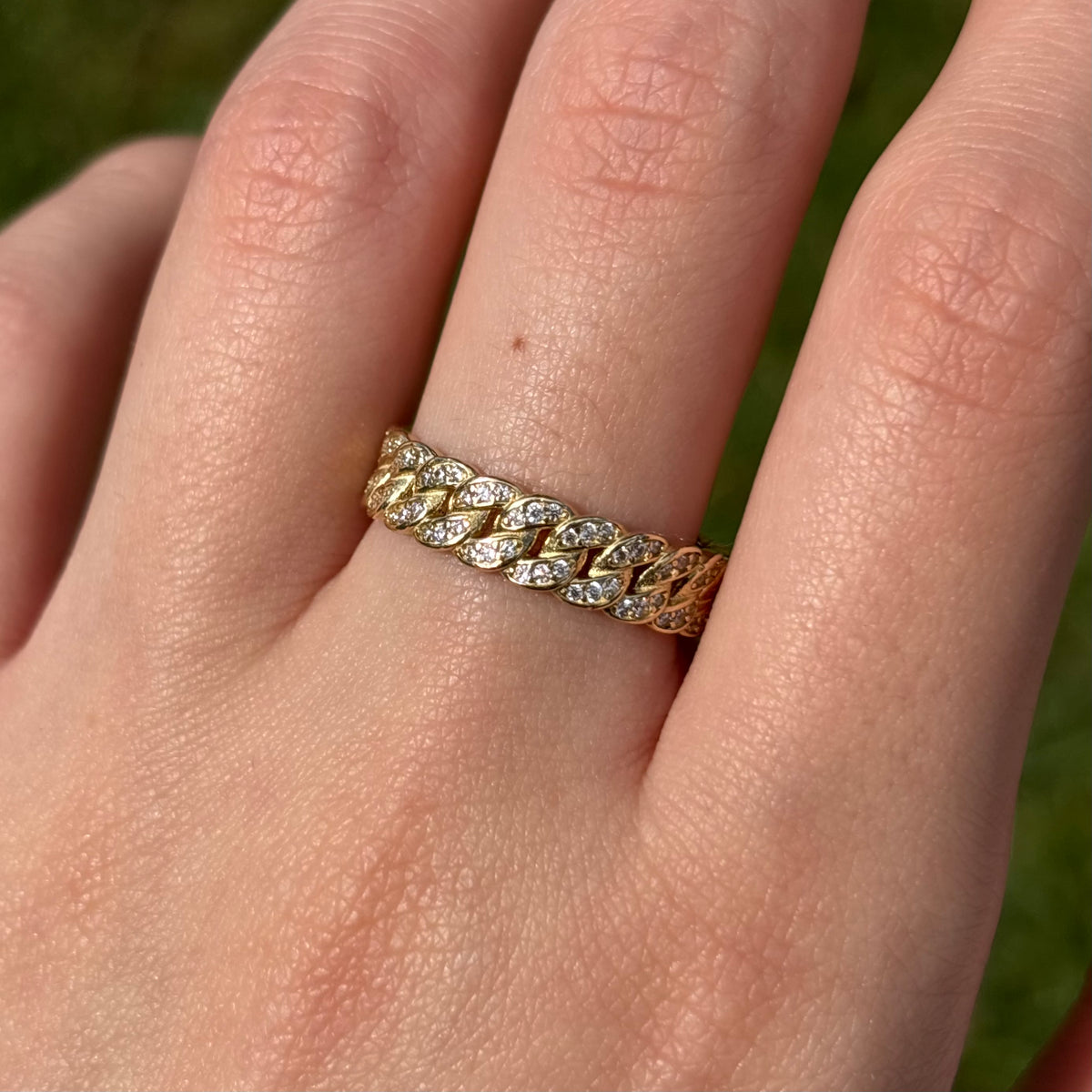 14k Gold Cuban Zirconia Ring