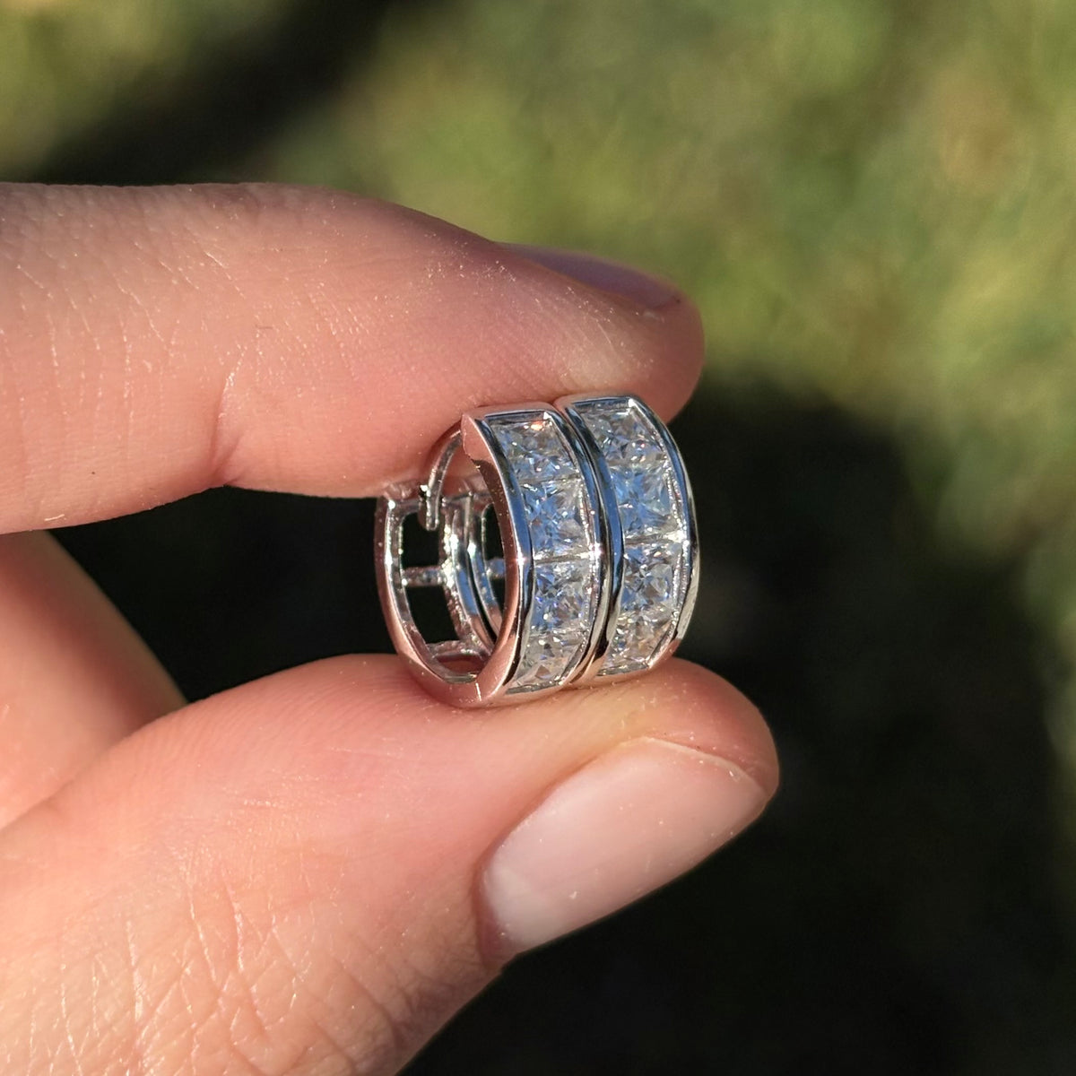 Sterling Silver Moissanite Huggies
