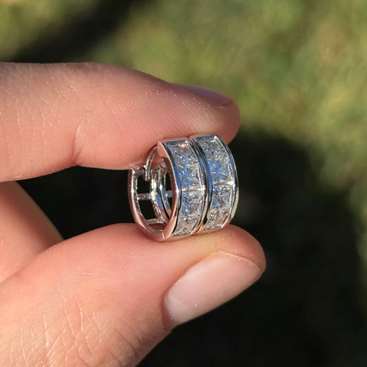 Sterling Silver Moissanite Huggies