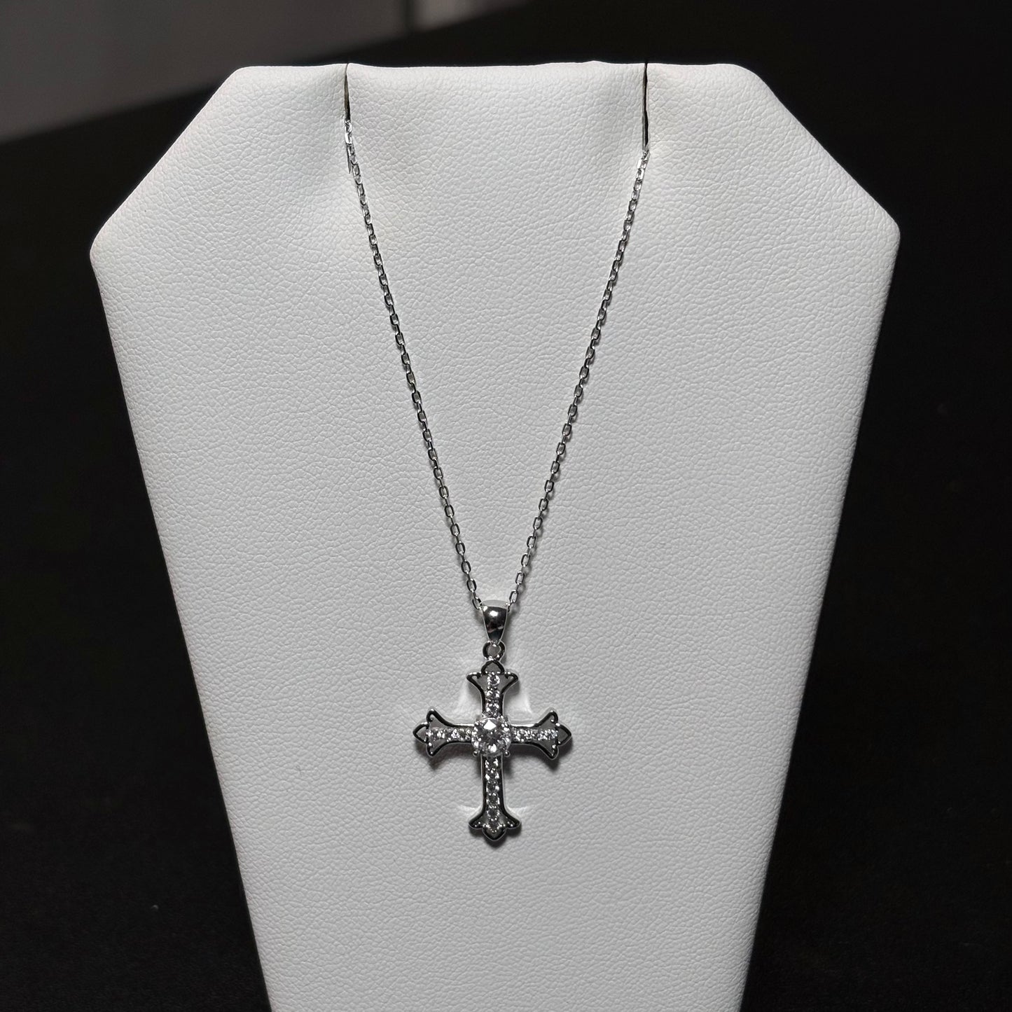 Sterling Silver Moissanite Cross Pendant