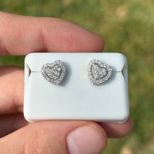 Sterling Silver Moissanite Heart Earring