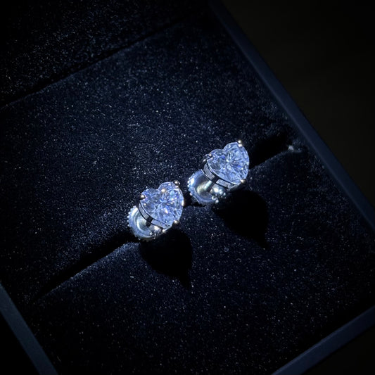 Sterling Silver Moissanite Heart Earrings