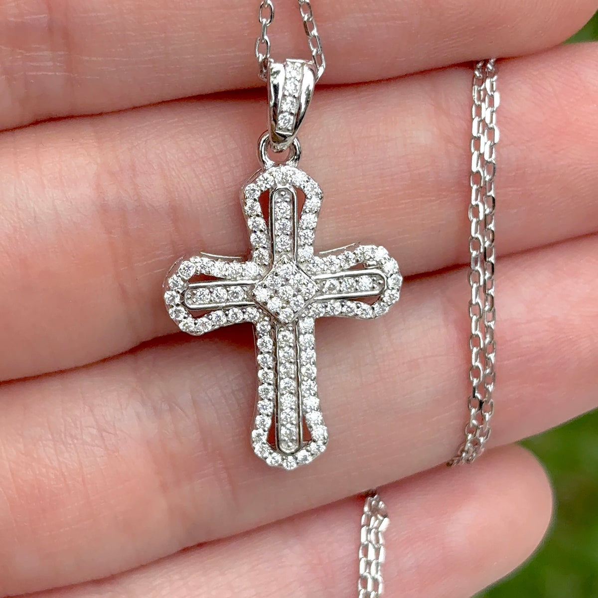 Sterling Silver Moissanite Cross Pendant