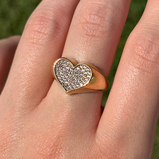 14k Gold Zirconia Heart Ring