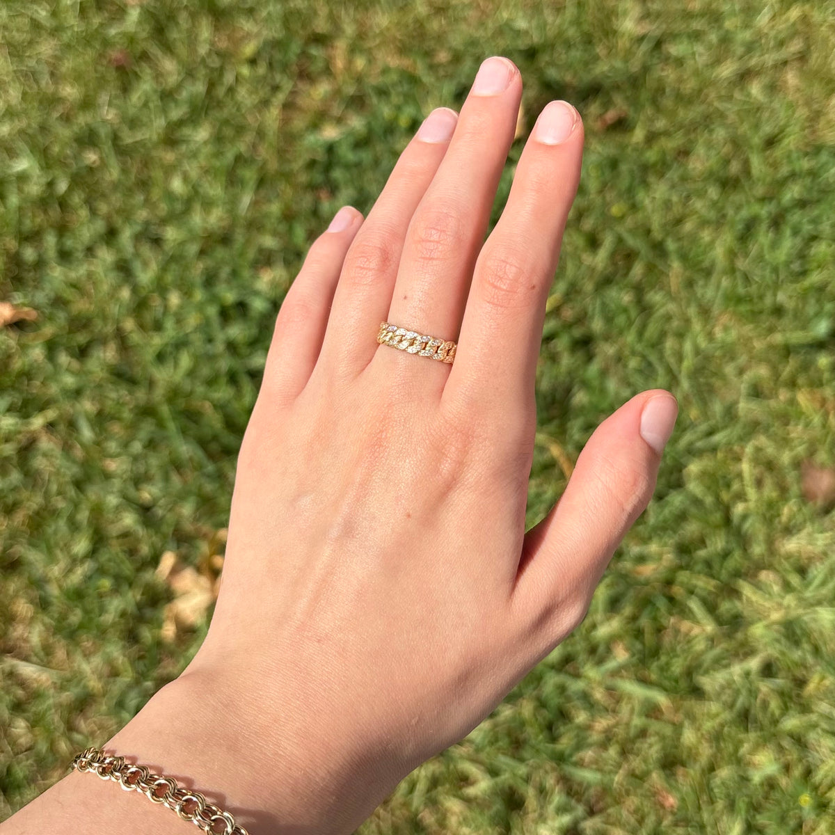 14k Gold Cuban Zirconia Ring
