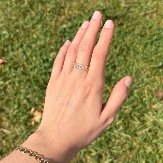 14k Gold Cuban Zirconia Ring
