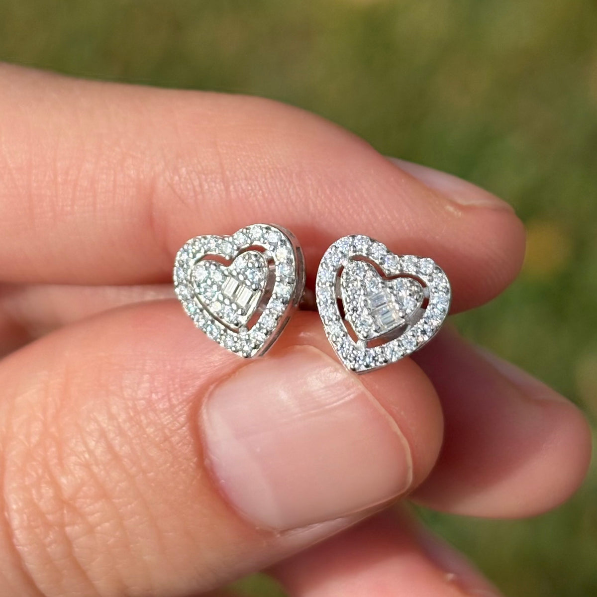Sterling Silver Moissanite Heart Earring