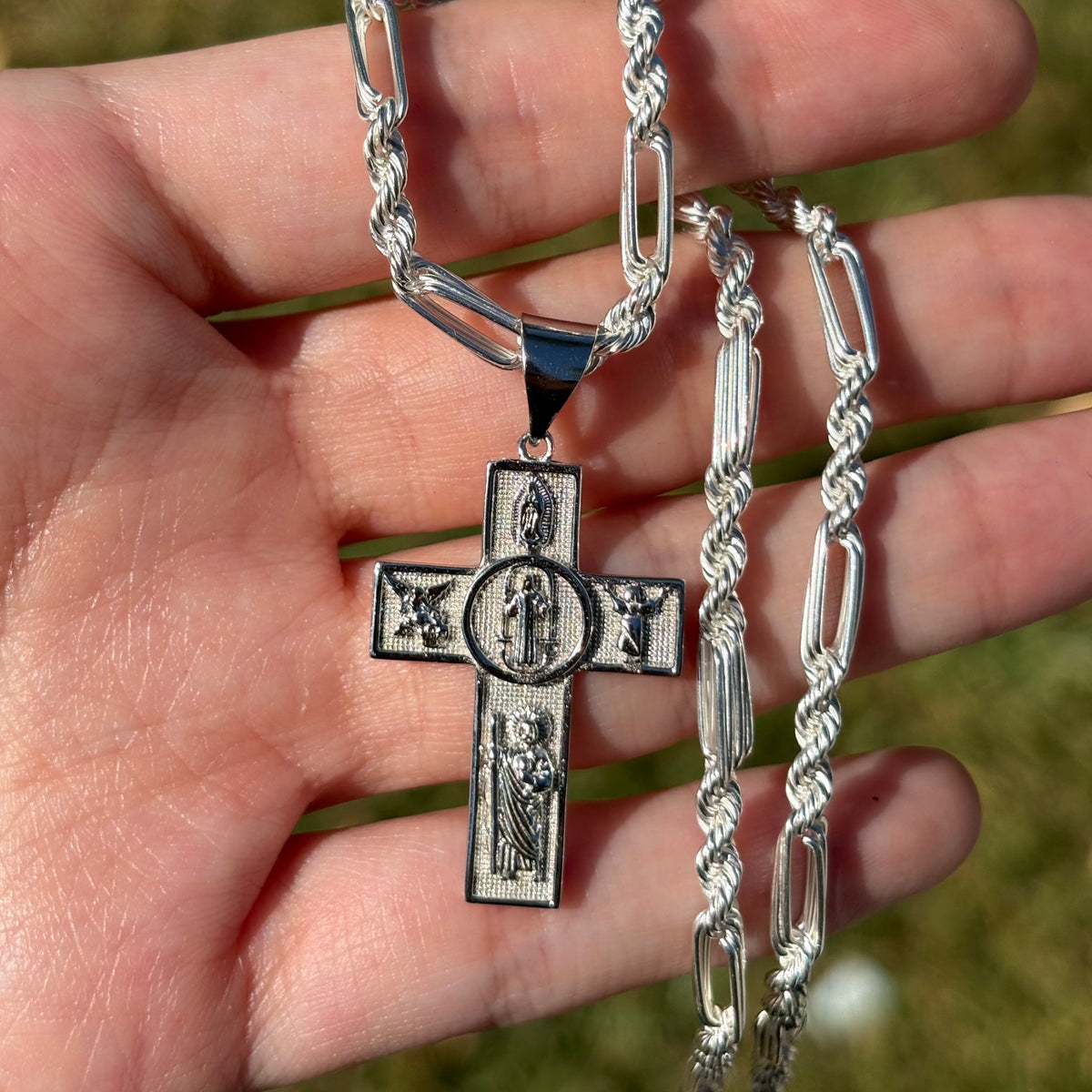 Silver Cross with St Michael, St Benedict, Virgin Mary and St Jude