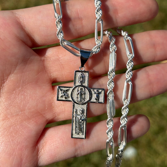 Silver Cross with St Michael, St Benedict, Virgin Mary and St Jude