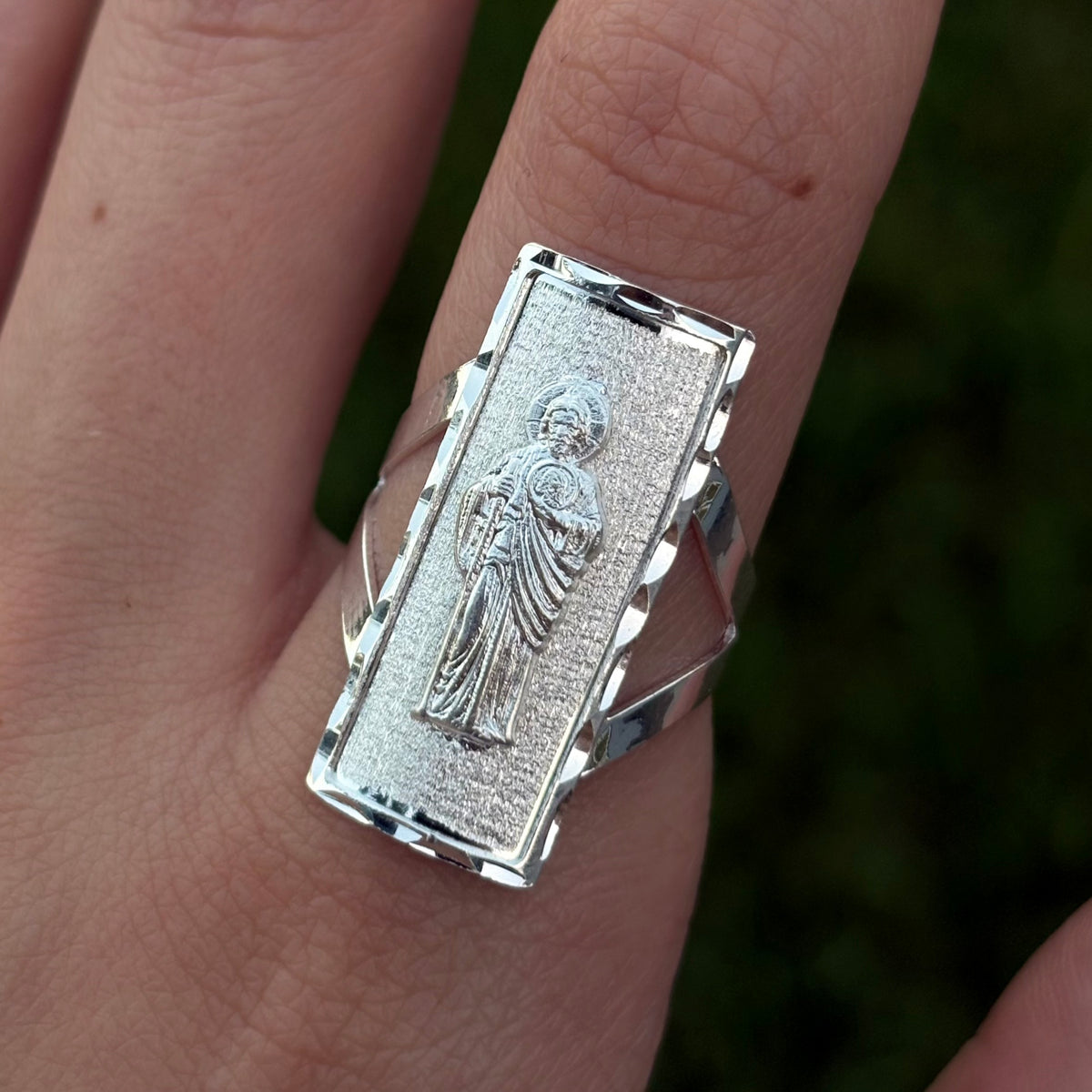 St Jude Silver Rectangle Ring