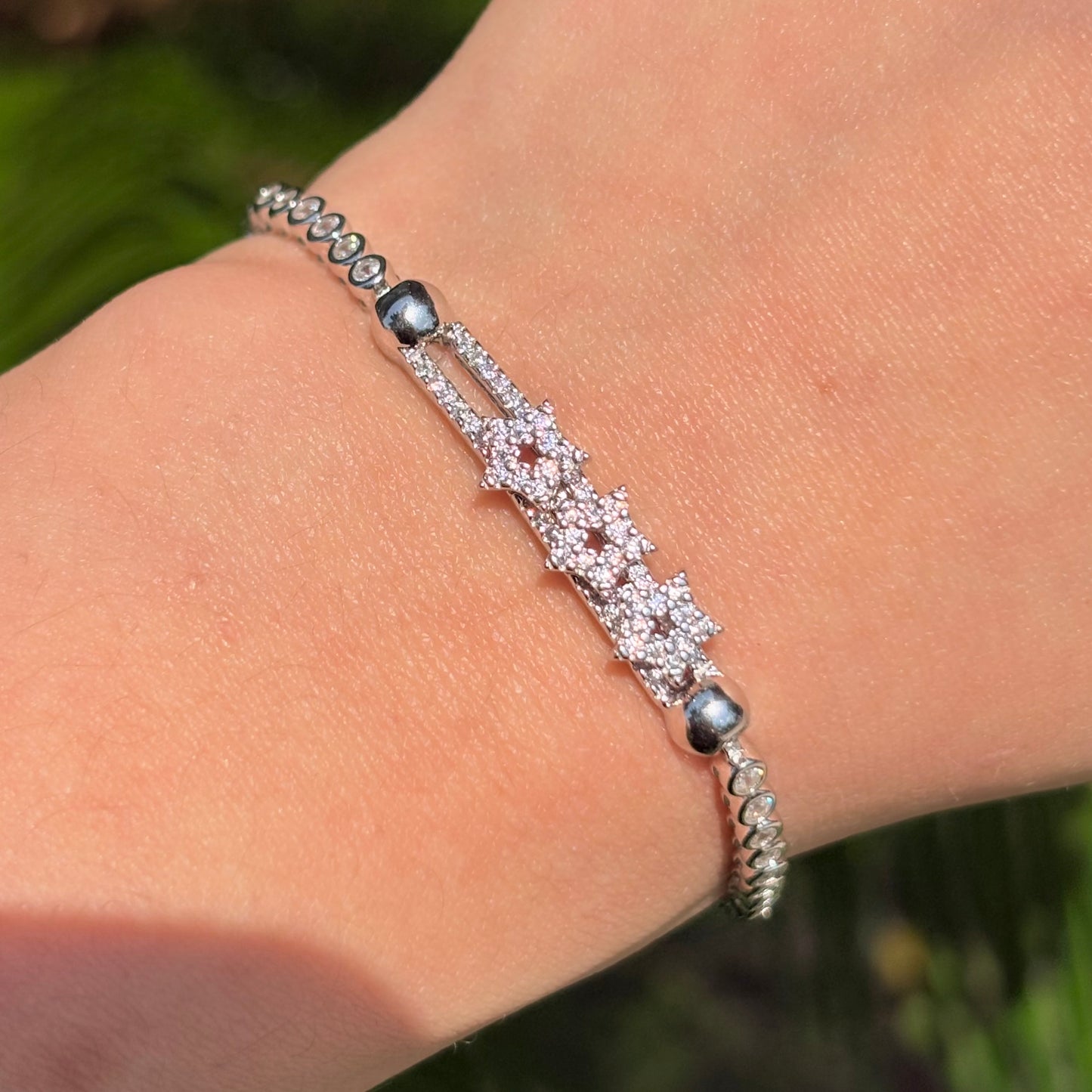 Adjustable Sterling Silver Star Bracelet