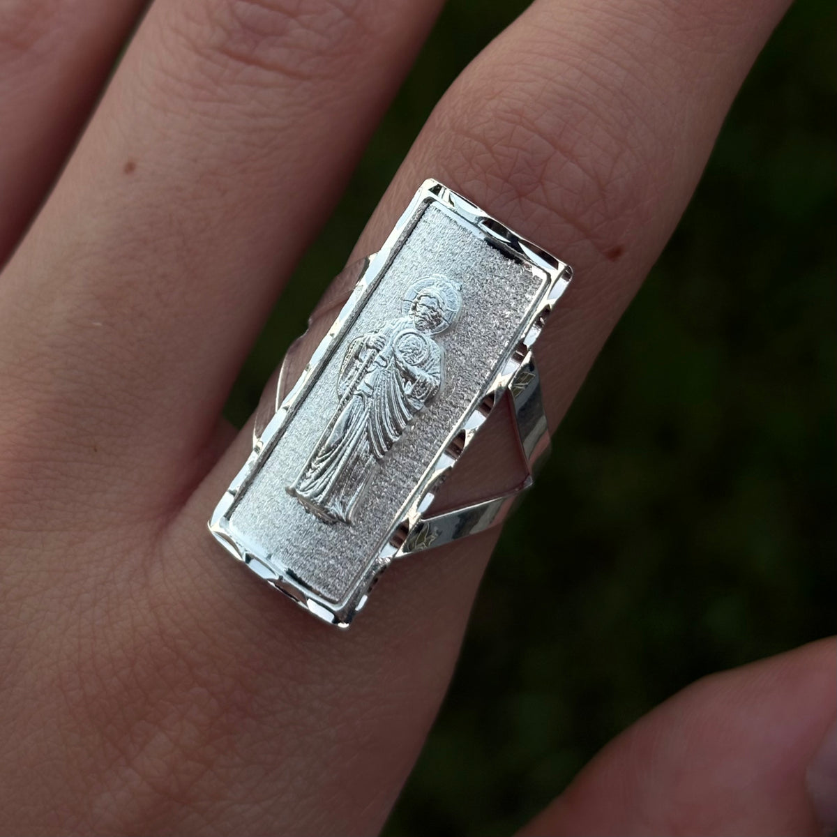 St Jude Silver Rectangle Ring