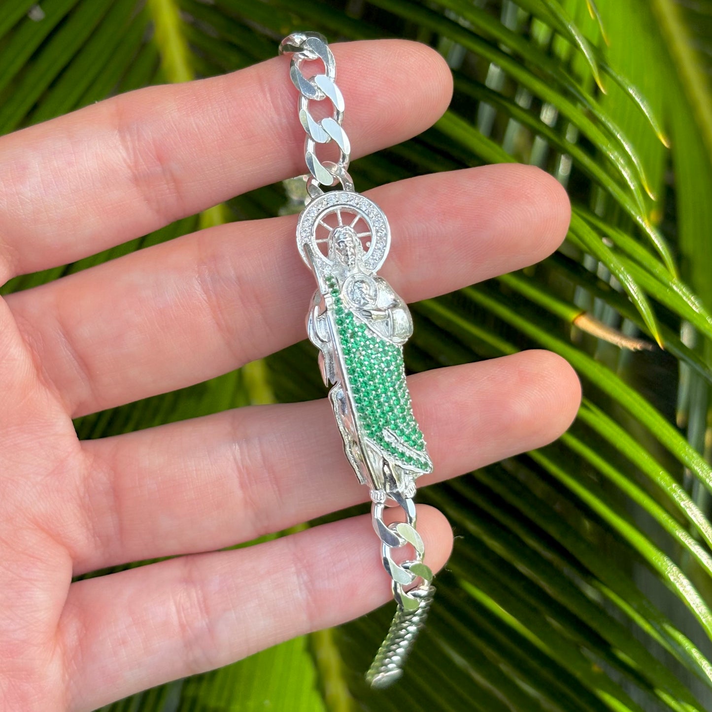 St Jude Silver Cuban Bracelet