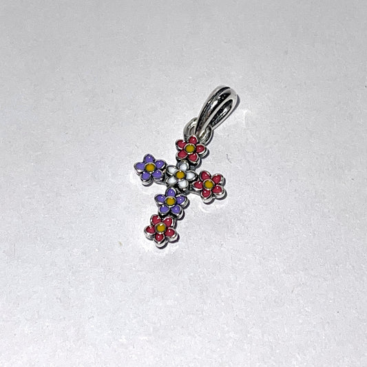 Enamel Floral Cross Charm