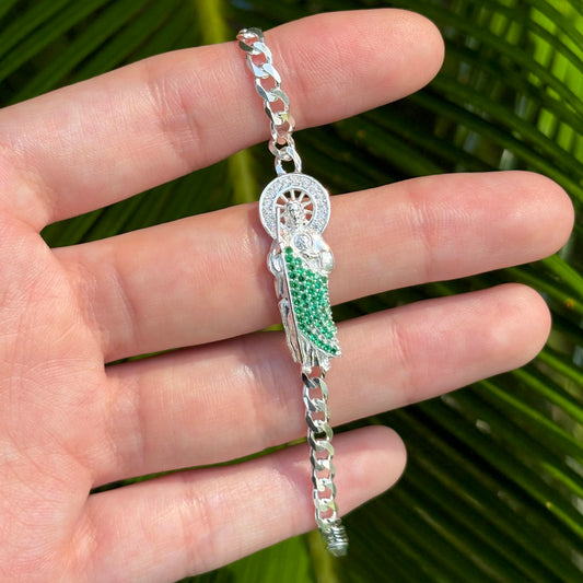 St Jude Silver Cuban Bracelet