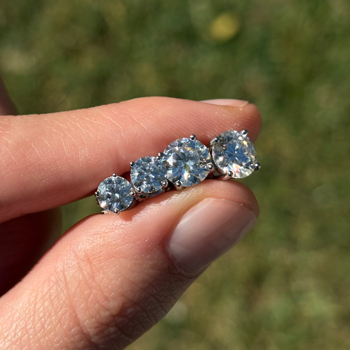 Sterling Silver Round Moissanite Earrings