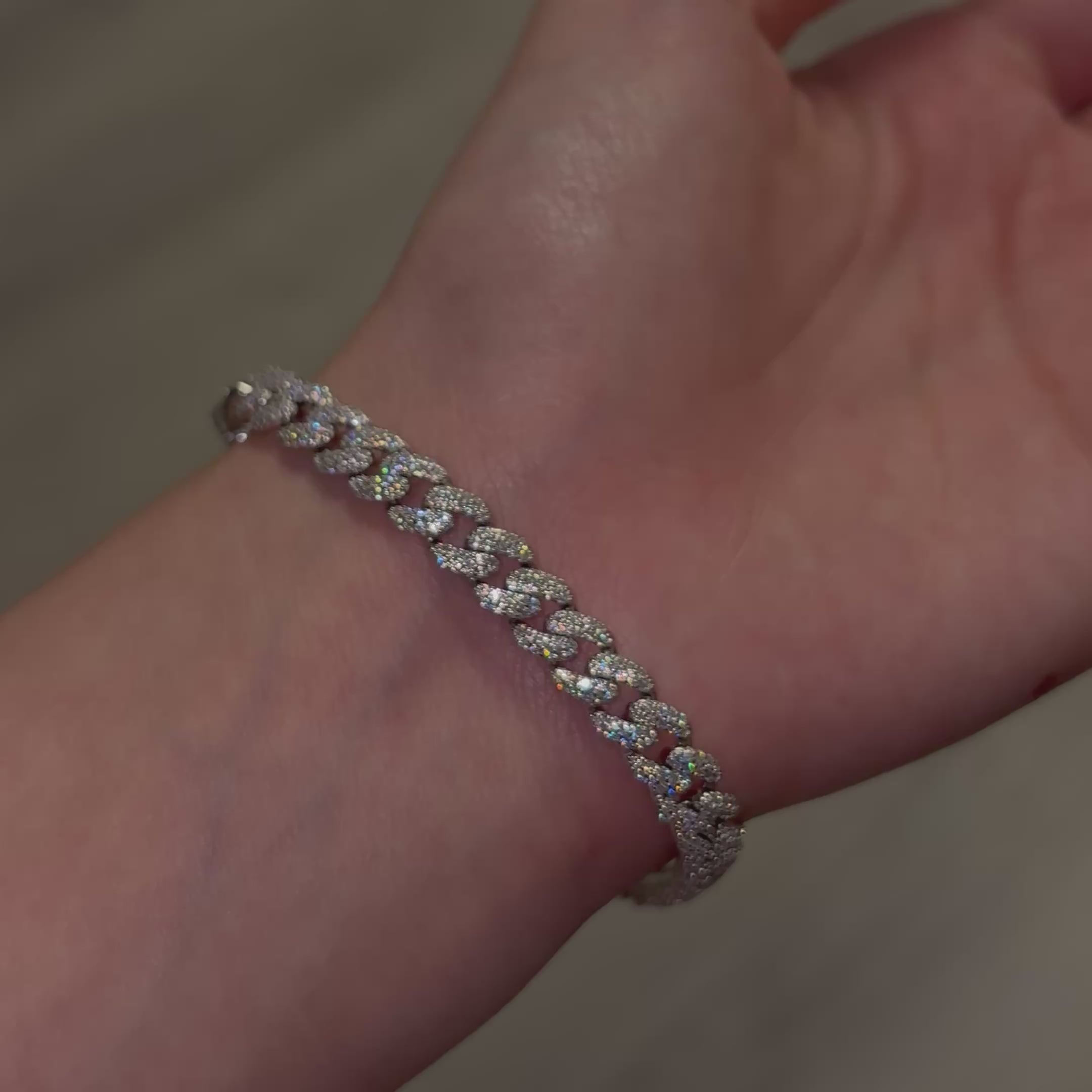 6.6mm Sterling Silver Moissanite Curb Bracelet