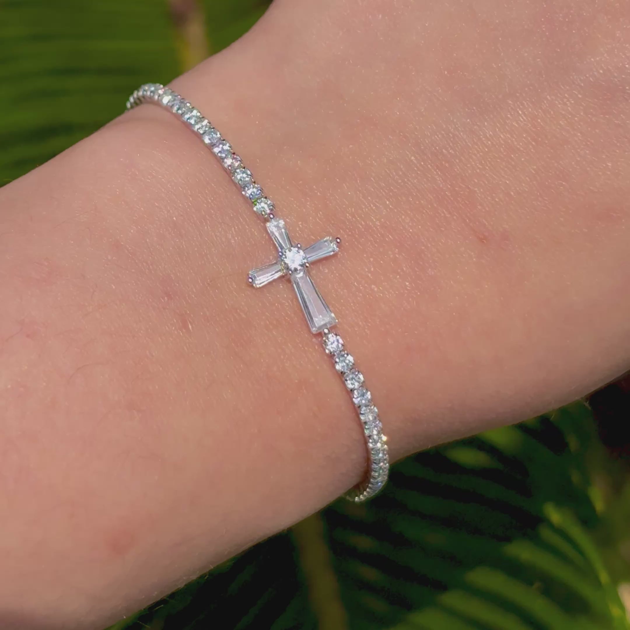 Adjustable Sterling Silver Cross Bracelet