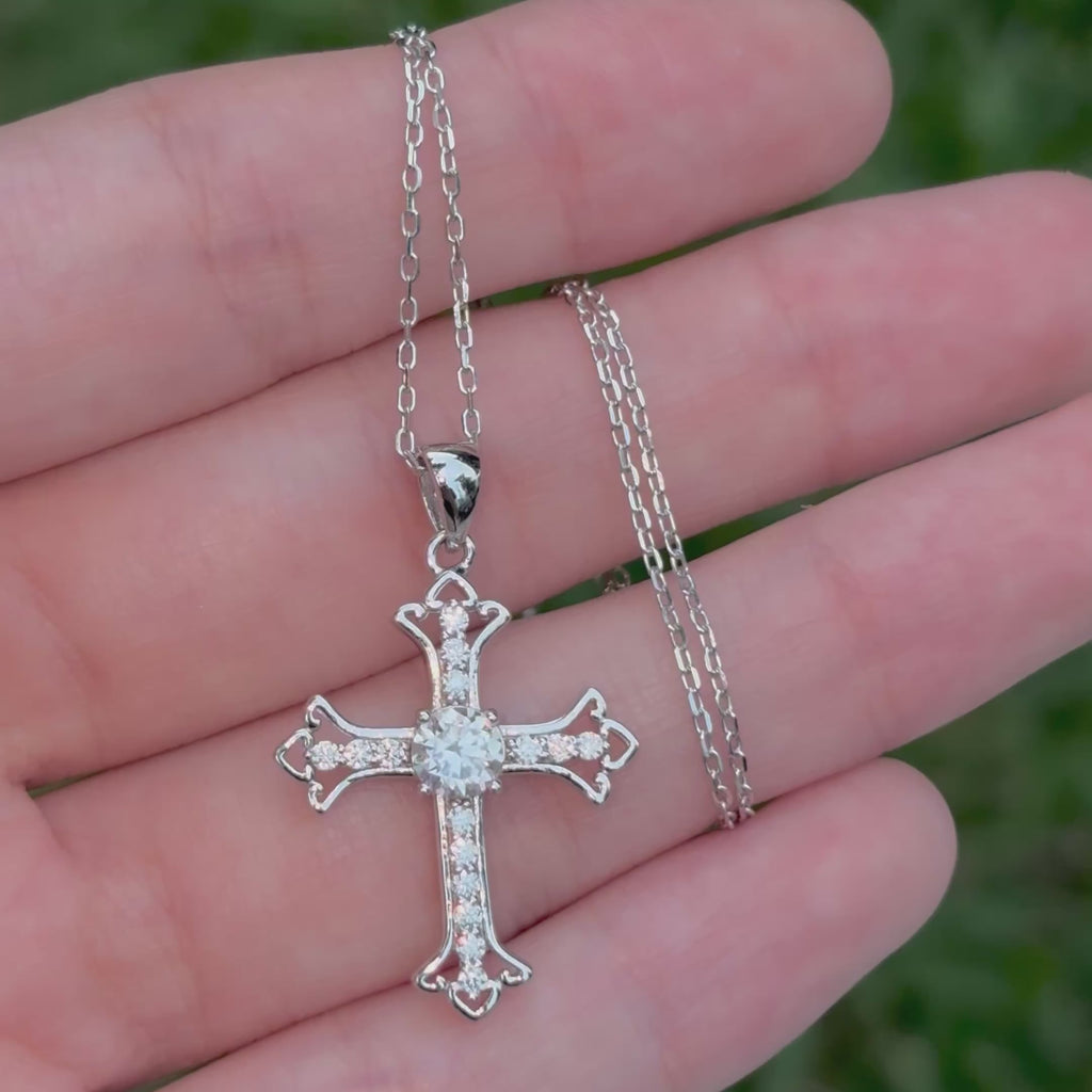 Sterling Silver Moissanite Cross Pendant