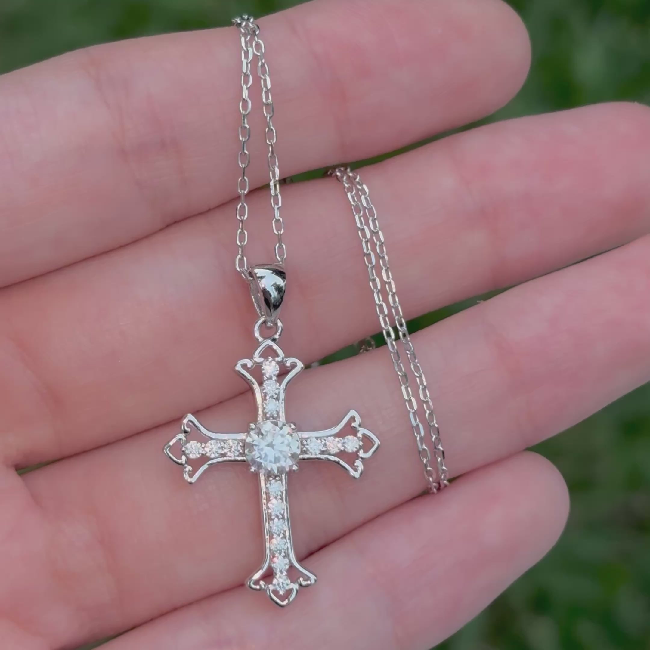 Sterling Silver Moissanite Cross Pendant
