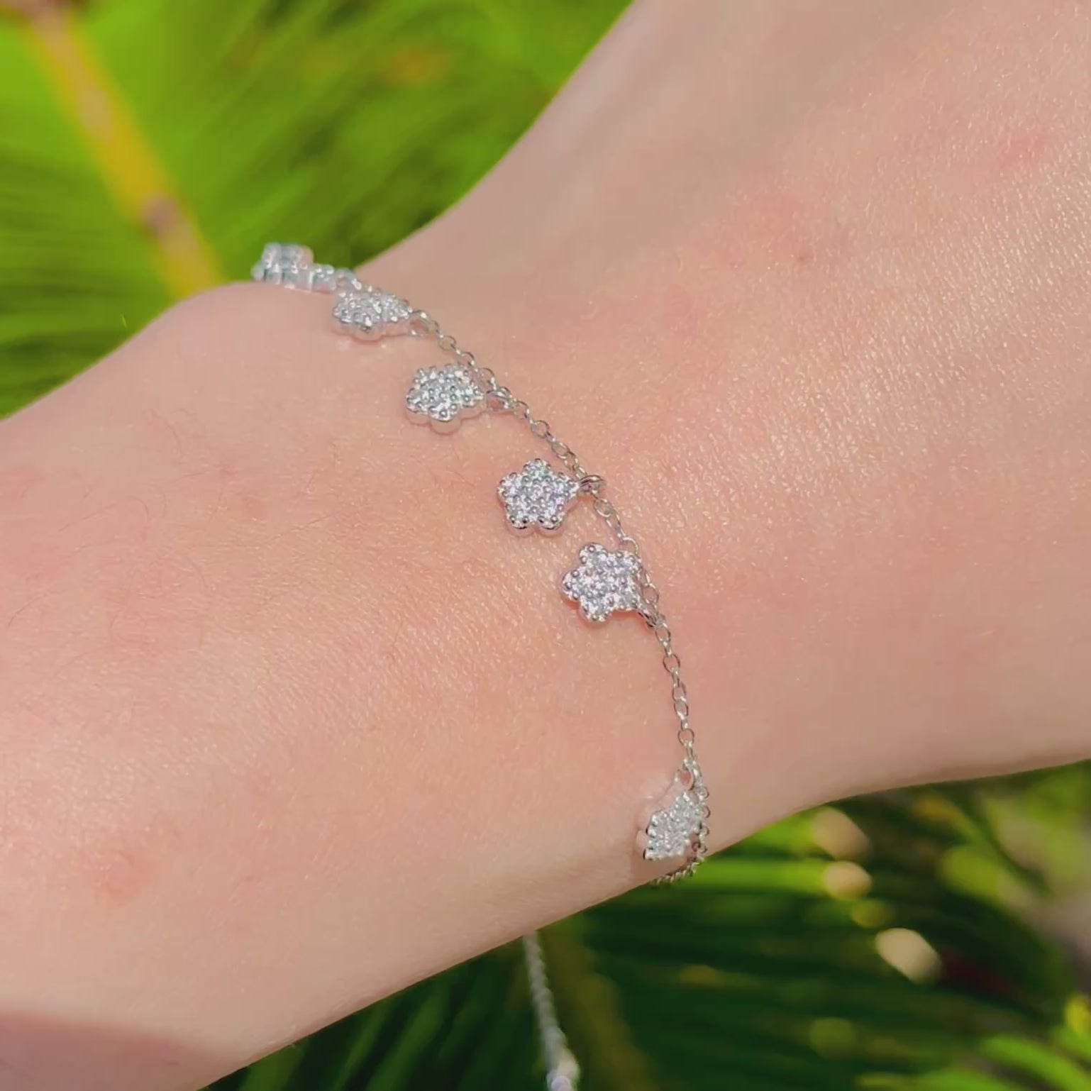 Adjustable Sterling Silver Flower Bracelet