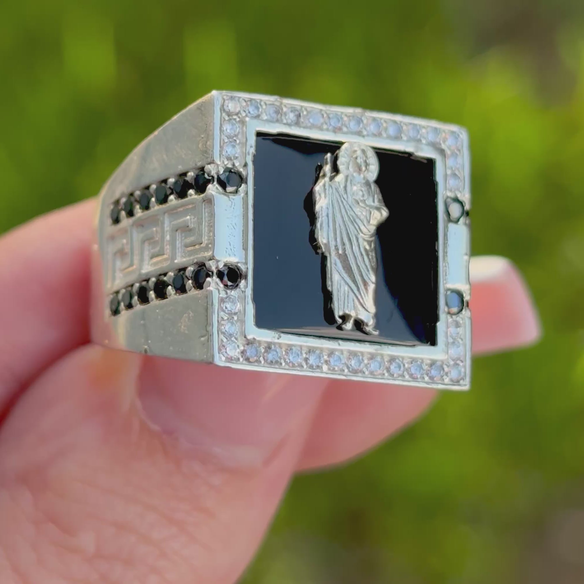 Greek Onyx St Jude Ring